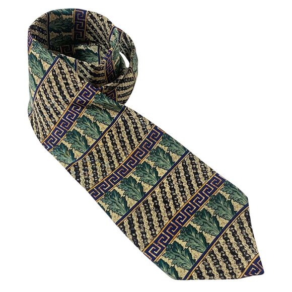 The Metropolitan Museum of Art Men's Tie Green Black 100% Silk Made in Canada - Picture 1 of 9